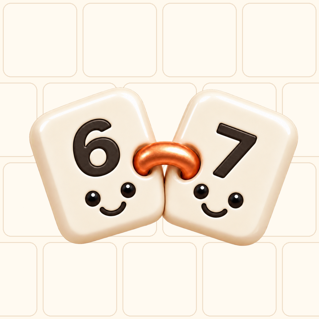 The 6 and 7 mark on a rounded square cream field.