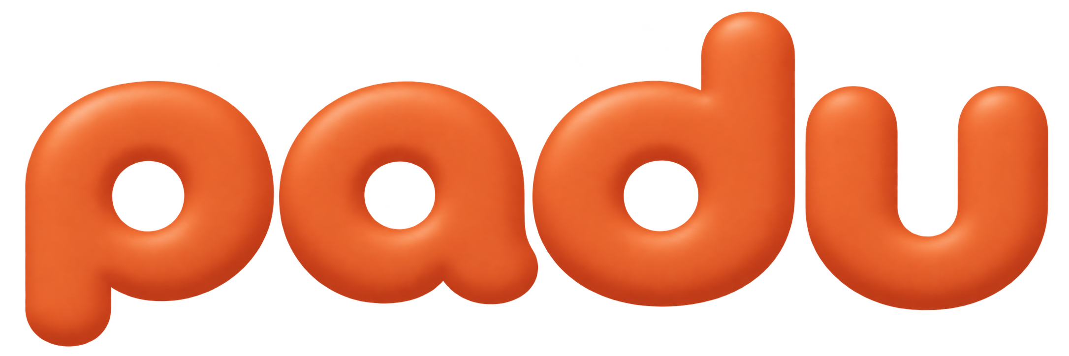 Orange Padu wordmark with rounded lettering.