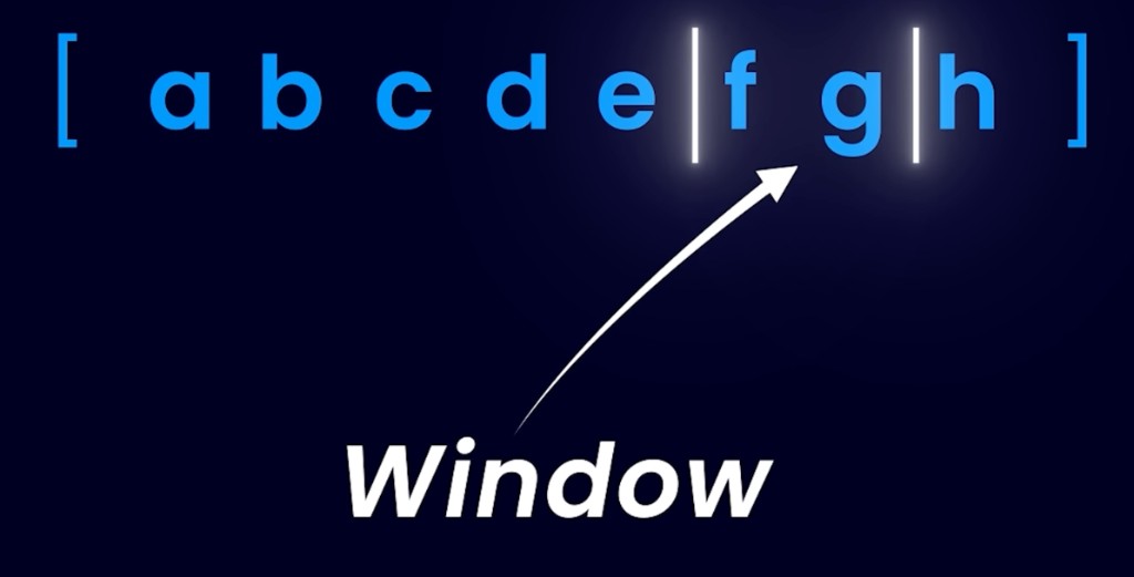 Window yang menutupi run elemen di dalam array yang lebih besar